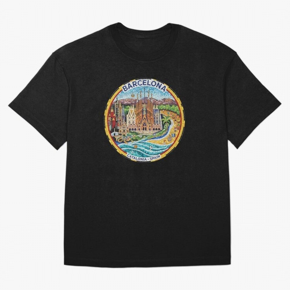 BARCELONA Oversized T-Shirt Capture FIFA World Cup 2026 Group Stage for Fans of Haaland and Spain and Netherlands, Bringing Vintage Soccer Flavor, Modern Football Stars, National Flags and Final Night Emotion; Ideal for Fans Who Follow Messi,
