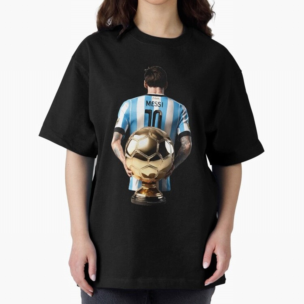 Soccer football lionel messi Barcellona Argentina illustration Oversized T-Shirt Embrace FIFA World Cup 2026 Group Stage Capturing Haaland and Mbappe, Netherlands Energy, Football History, Final Match Energy, Crowd Noise and Once in a Lifetime