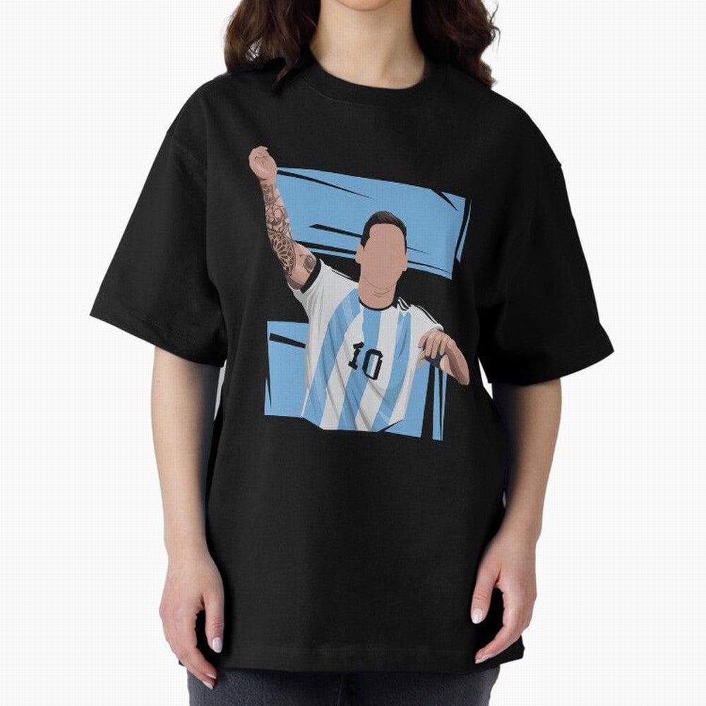 Messi Singing with Crowd World Cup 2022 Oversized T-Shirt Follow Every Goal of Match Day Hype around FIFA World Cup 2026 USA Canada Mexico, CR7, Spain and Netherlands, Goal Celebration Energy, Supporter Heritage, Football Icons and Worldwide