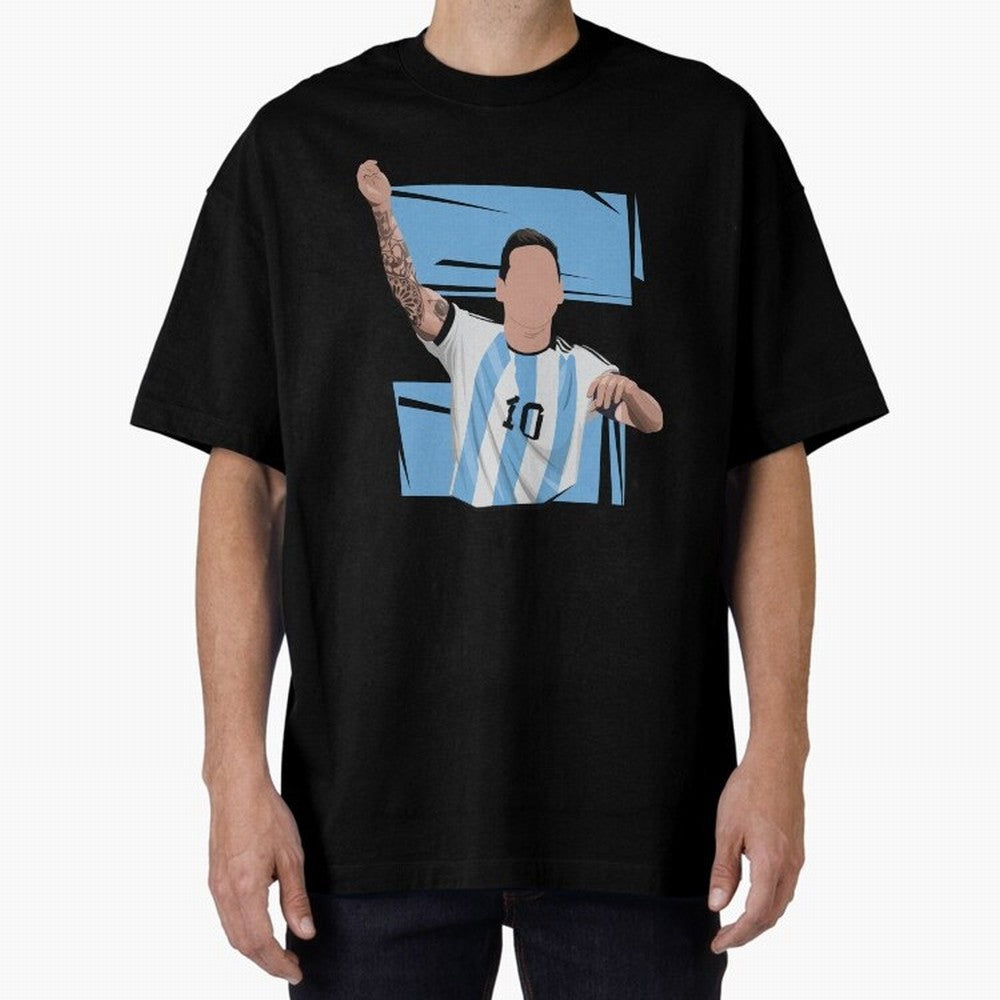 Messi Singing with Crowd World Cup 2022 Oversized T-Shirt Follow Every Goal of Match Day Hype around FIFA World Cup 2026 USA Canada Mexico, CR7, Spain and Netherlands, Goal Celebration Energy, Supporter Heritage, Football Icons and Worldwide