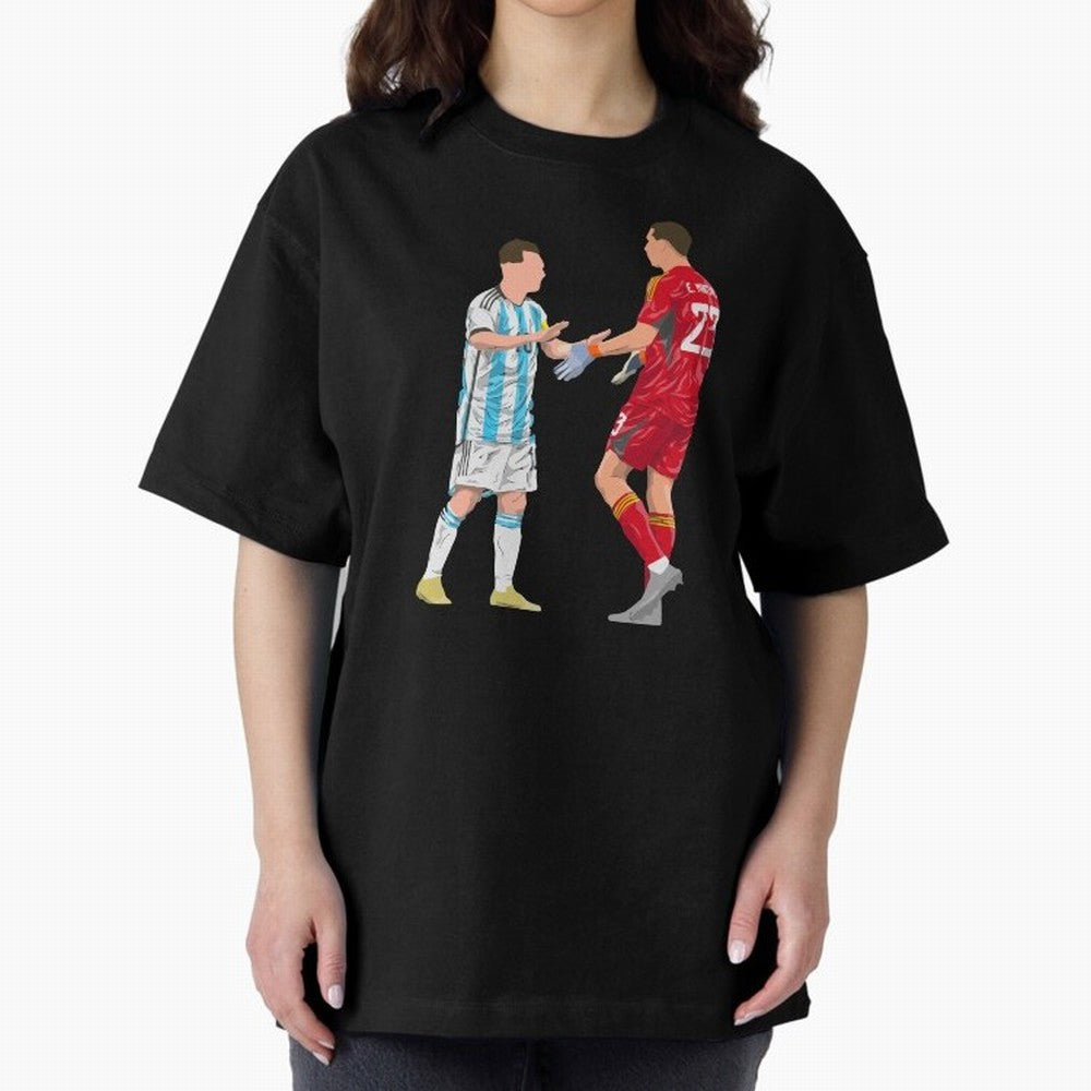 Messi and Martinez Celebrates World Cup 2022 Oversized T-Shirt Celebrate Soccer Greatness during FIFA World Cup 2026 Spirit, Capturing Portugal, Cristiano Ronaldo, Sports Nostalgia, International Competition, Famous Players and Unforgettable