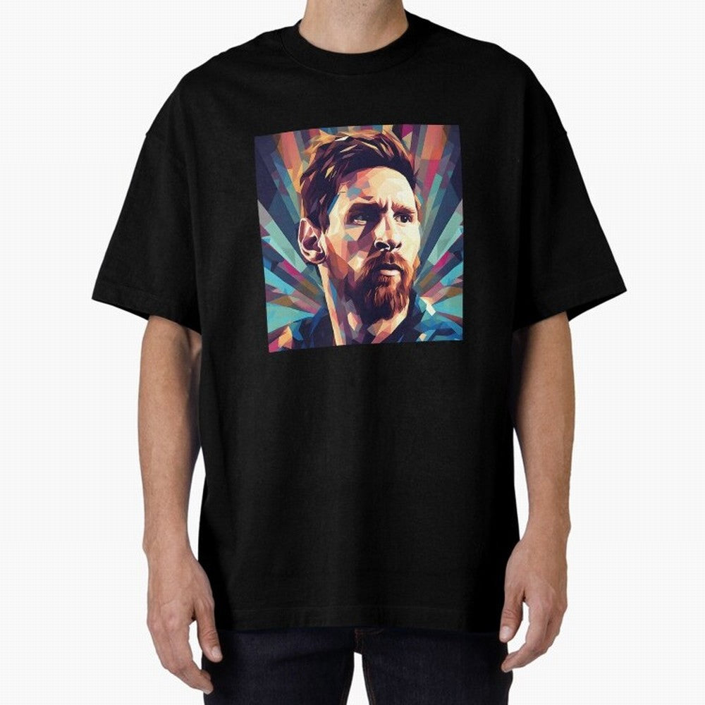 Lionel Messi Portrait Abstract Digital Football Player Classic T-Shirt Make Memories around Global Football Passion for FIFA World Cup 2026 Group Stage, Connected to CR7 and Messi, France, Football Passion, Legendary Performances, Festival Vibes