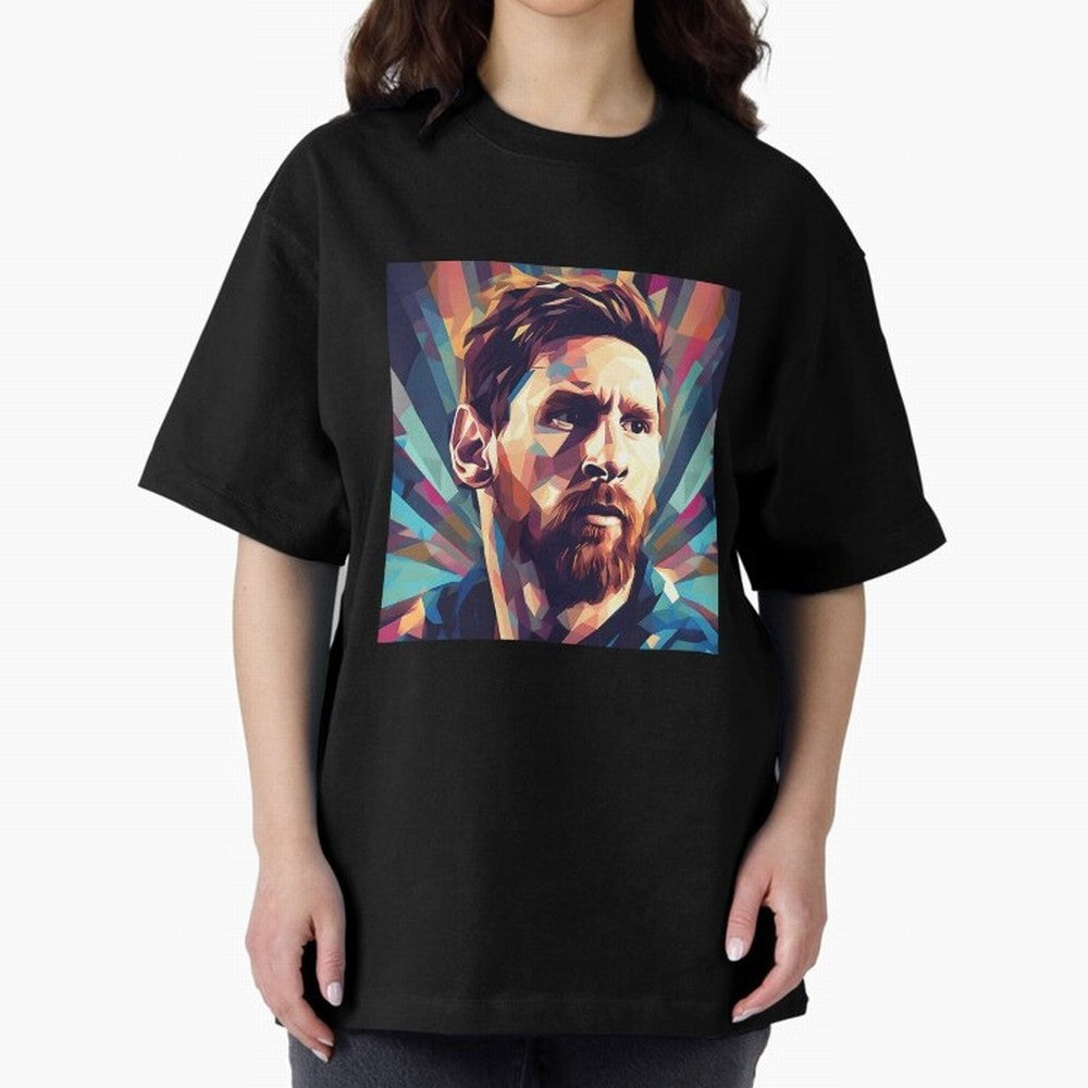 Lionel Messi Portrait Abstract Digital Football Player Classic T-Shirt Make Memories around Global Football Passion for FIFA World Cup 2026 Group Stage, Connected to CR7 and Messi, France, Football Passion, Legendary Performances, Festival Vibes