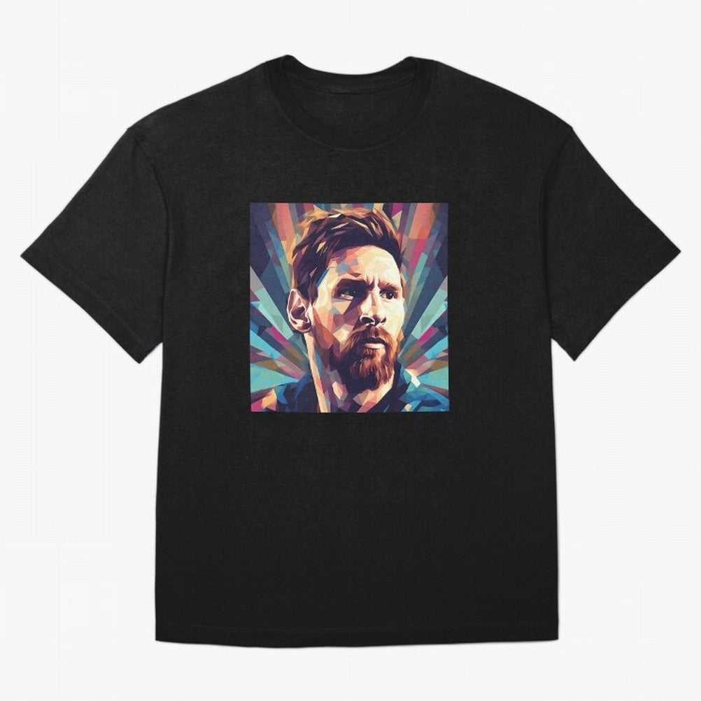 Lionel Messi Portrait Abstract Digital Football Player Classic T-Shirt Make Memories around Global Football Passion for FIFA World Cup 2026 Group Stage, Connected to CR7 and Messi, France, Football Passion, Legendary Performances, Festival Vibes