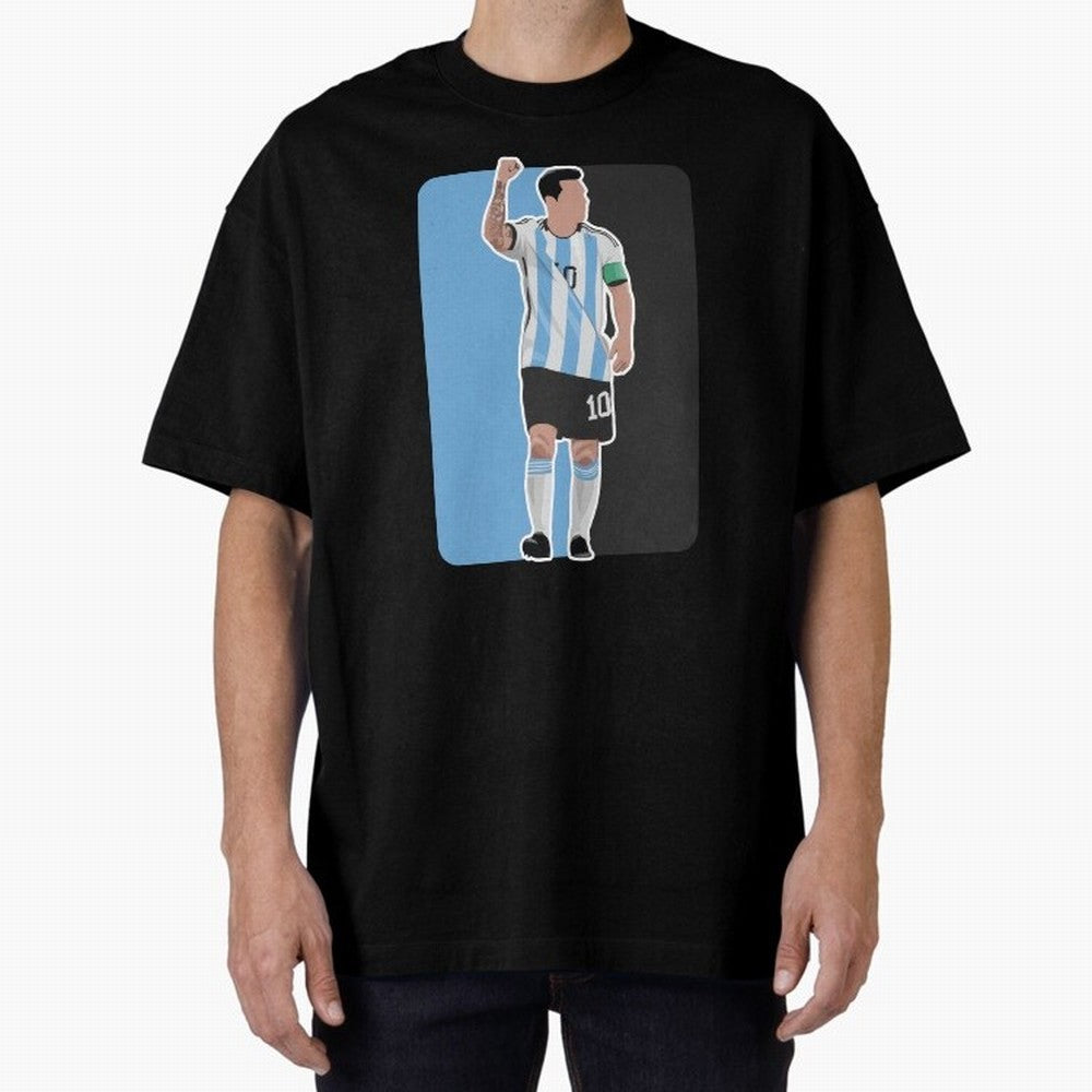 Messi World Cup 2022 Oversized T-Shirt Mark Global Football Passion for FIFA World Cup 2026 Group Stage, Connected to Messi, Argentina, Tournament Hype, Historic Matchups, Family Viewing Parties and Global Sports Pride; Great for Watch Parties,