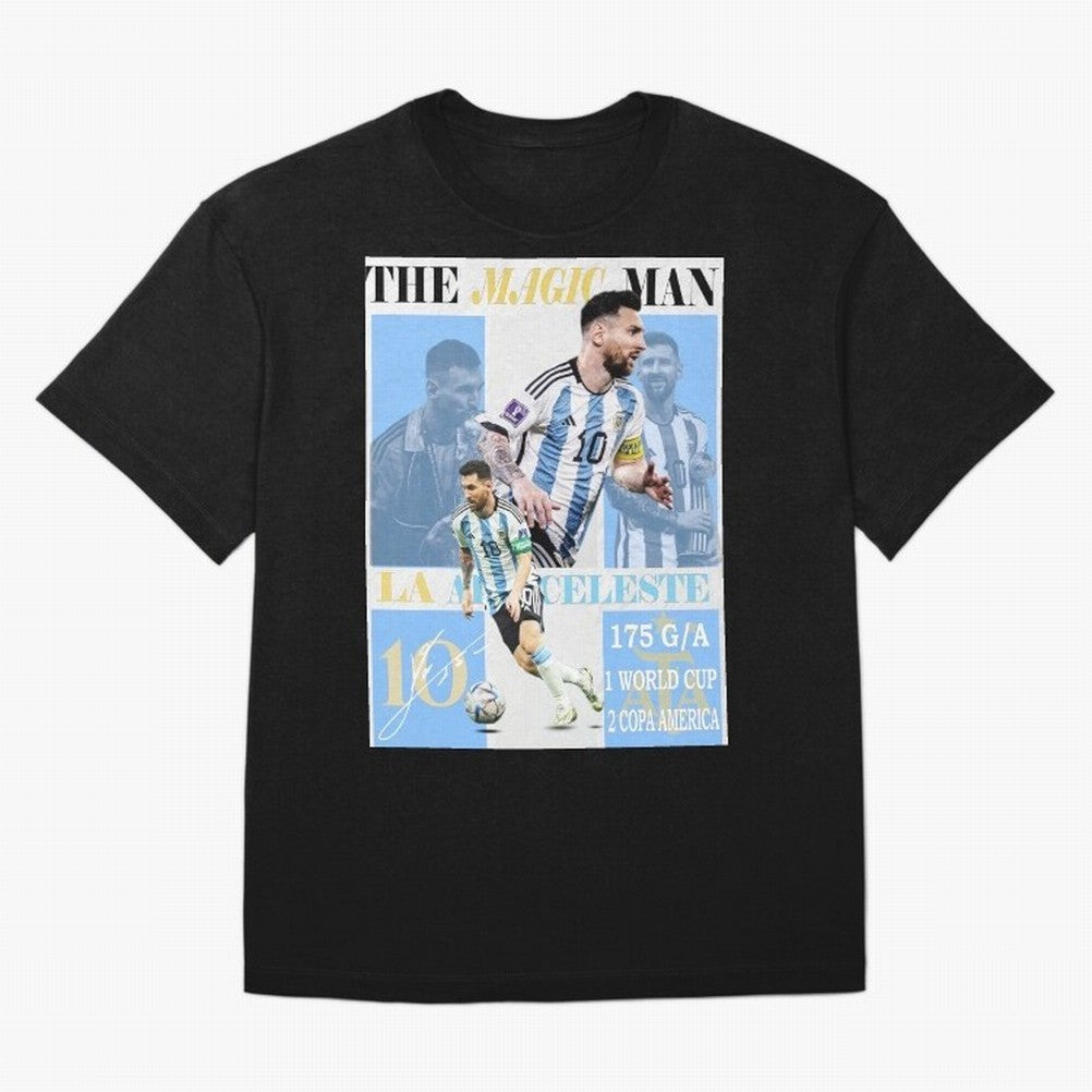 Lionel Messi Argentina World Cup 2022 Champion Victory Poster Oversized T-Shirt Feel Global Football Passion for FIFA World Cup 2026, Inspired by Cristiano Ronaldo, Portugal, Spain and Germany, Retro Football Energy, Iconic Rivalries, Trophy Chase