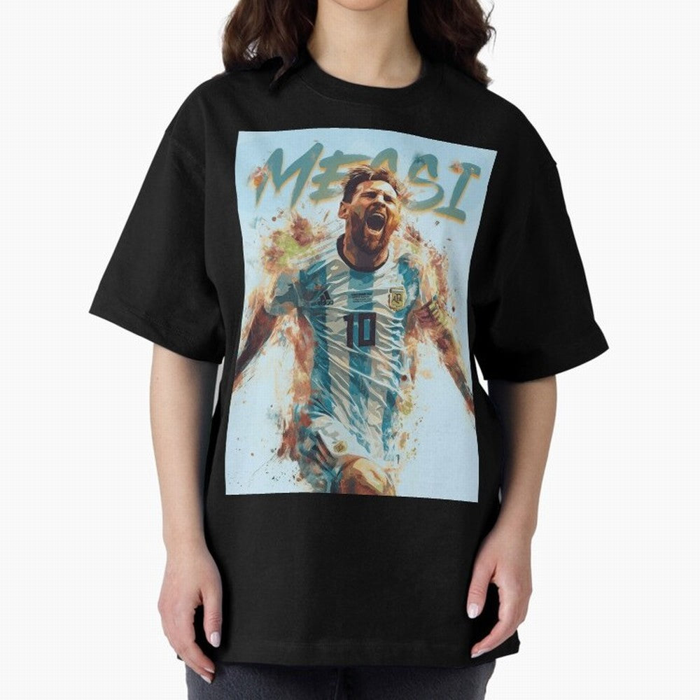 Messi The GOAT Oversized T-Shirt Bring Match Day Fire to the FIFA World Cup 2026 Group Stage Journey through Mbappe Highlights, Netherlands Pride, Classic Soccer Heritage, Championship Pressure, Fan Loyalty and International Pride; Ideal for Fans