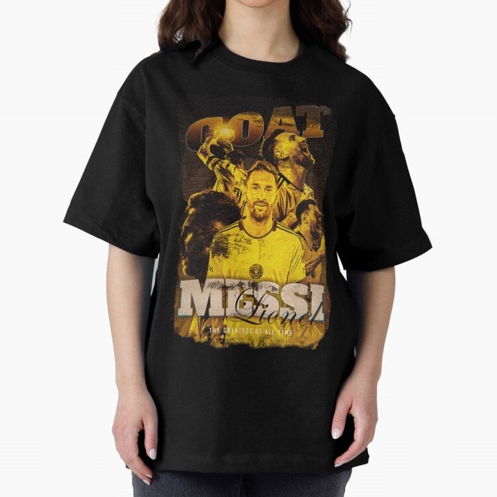 Messi The GOAT Oversized T-Shirt Bring Stadium Energy to FIFA World Cup 2026 Spirit, with Netherlands, Messi, Stadium Memories, Football Loyalty, International Chants and Championship Tradition; Great for Supporters Who Love Legendary Players,