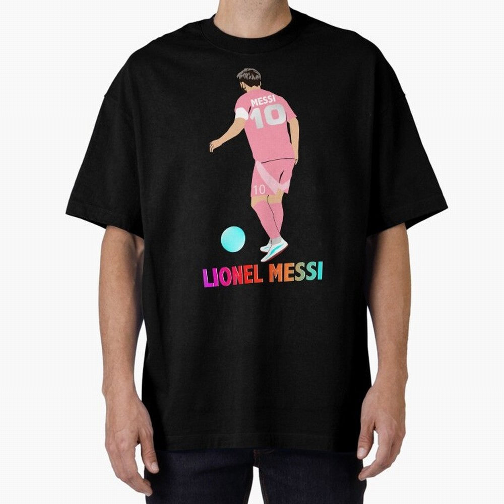 Lionel Messi illustration Oversized T-Shirt Live the Energy of FIFA World Cup 2026 Spirit, Celebrating Brazil, Portugal and Argentina, CR7, Football Passion, Legendary Performances, Festival Vibes and Supporter Community; Ideal for Passionate Fans