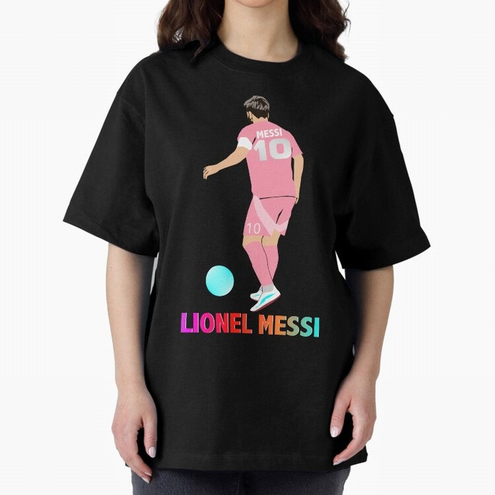Lionel Messi illustration Oversized T-Shirt Live the Energy of FIFA World Cup 2026 Spirit, Celebrating Brazil, Portugal and Argentina, CR7, Football Passion, Legendary Performances, Festival Vibes and Supporter Community; Ideal for Passionate Fans