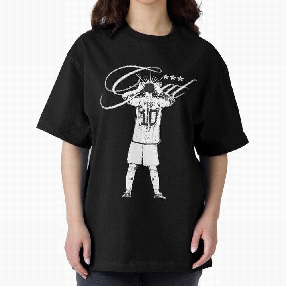 Messi Argentina, GOAT Oversized T-Shirt Discover FIFA World Cup 2026 USA Canada Mexico for Fans of Haaland and Mbappe and Argentina, Bringing Stadium Memories, Football Loyalty, International Chants and Championship Tradition; Perfect for
