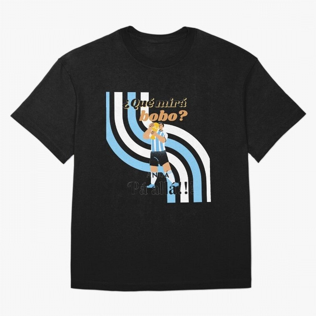 Vintage Messi Argentina Que Mira Bobo Oversized T-Shirt Follow the Road to FIFA World Cup 2026 Spirit, Made for Spain and Netherlands, CR7 and Messi, Supporter Pride, Iconic Celebrations, Legendary Names and Global Match Day Energy; Ideal for Fans