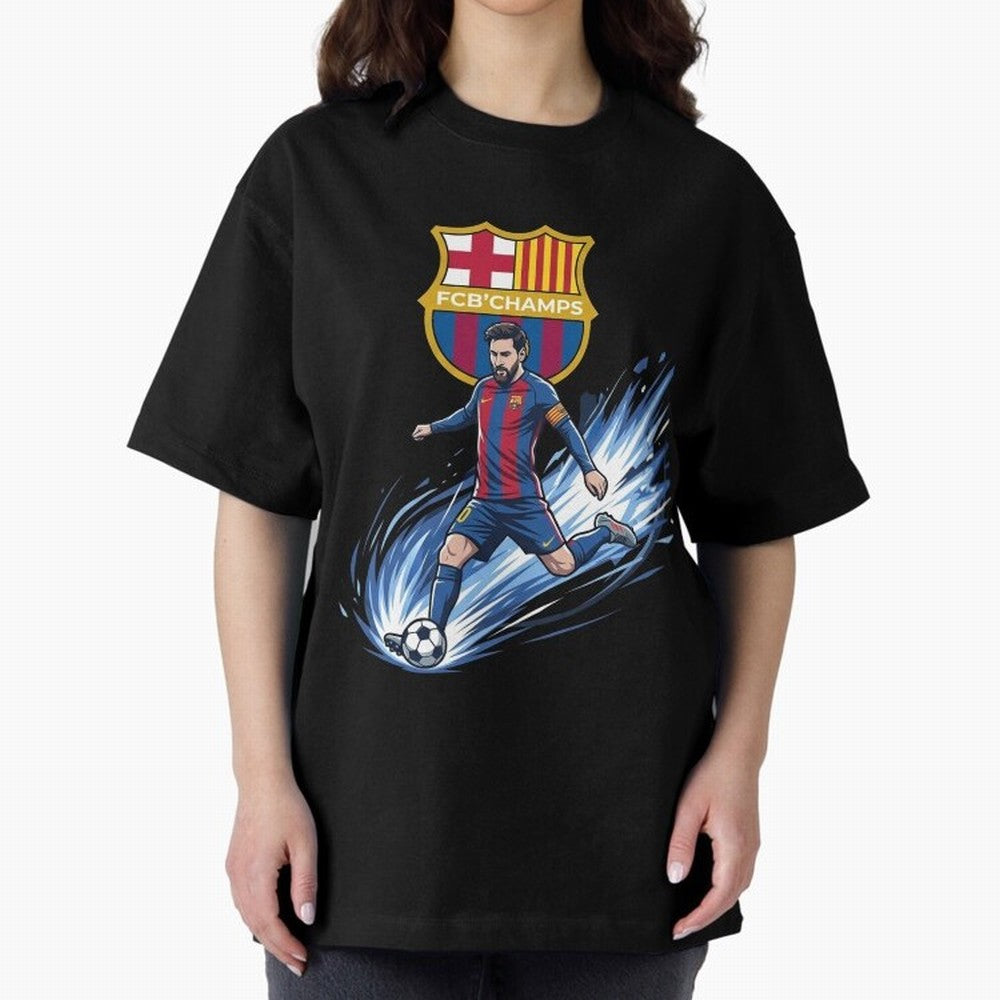 FC Barcelona Champs - The Goat Edition Oversized T-Shirt Make Game Day About the FIFA World Cup 2026 Group Stage Journey through Cristiano Ronaldo, Haaland and CR7 Highlights, France and Portugal Pride, Vintage Soccer Flavor, Modern Football Stars,