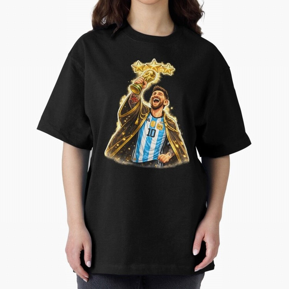 Messi King of Football World Champion ¨C Argentina 3 Stars Trophy Celebration Classic T-Shirt Cheer through Every Moment of Global Football Passion for FIFA World Cup 2026 USA Canada Mexico, Highlighting Messi, CR7 and Mbappe, Spain and
