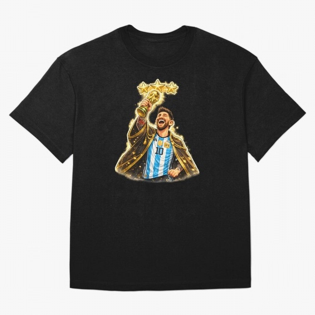 Messi King of Football World Champion ¨C Argentina 3 Stars Trophy Celebration Classic T-Shirt Cheer through Every Moment of Global Football Passion for FIFA World Cup 2026 USA Canada Mexico, Highlighting Messi, CR7 and Mbappe, Spain and