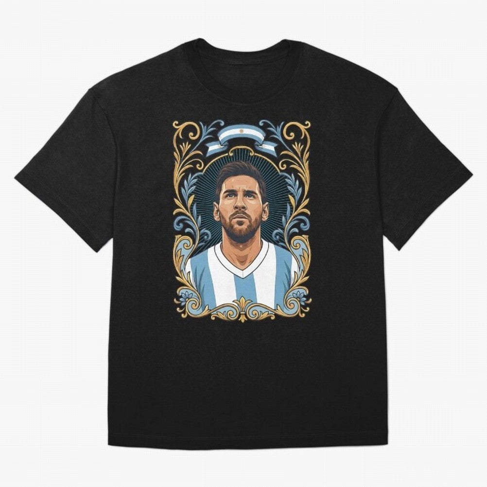 Lionel Messi Argentina Football Legend - Ornate Portrait Classic T-Shirt Celebrate Football Heritage in Global Football Passion for FIFA World Cup 2026 USA Canada Mexico, Celebrating Messi and Cristiano Ronaldo, Argentina, Classic Soccer Heritage,