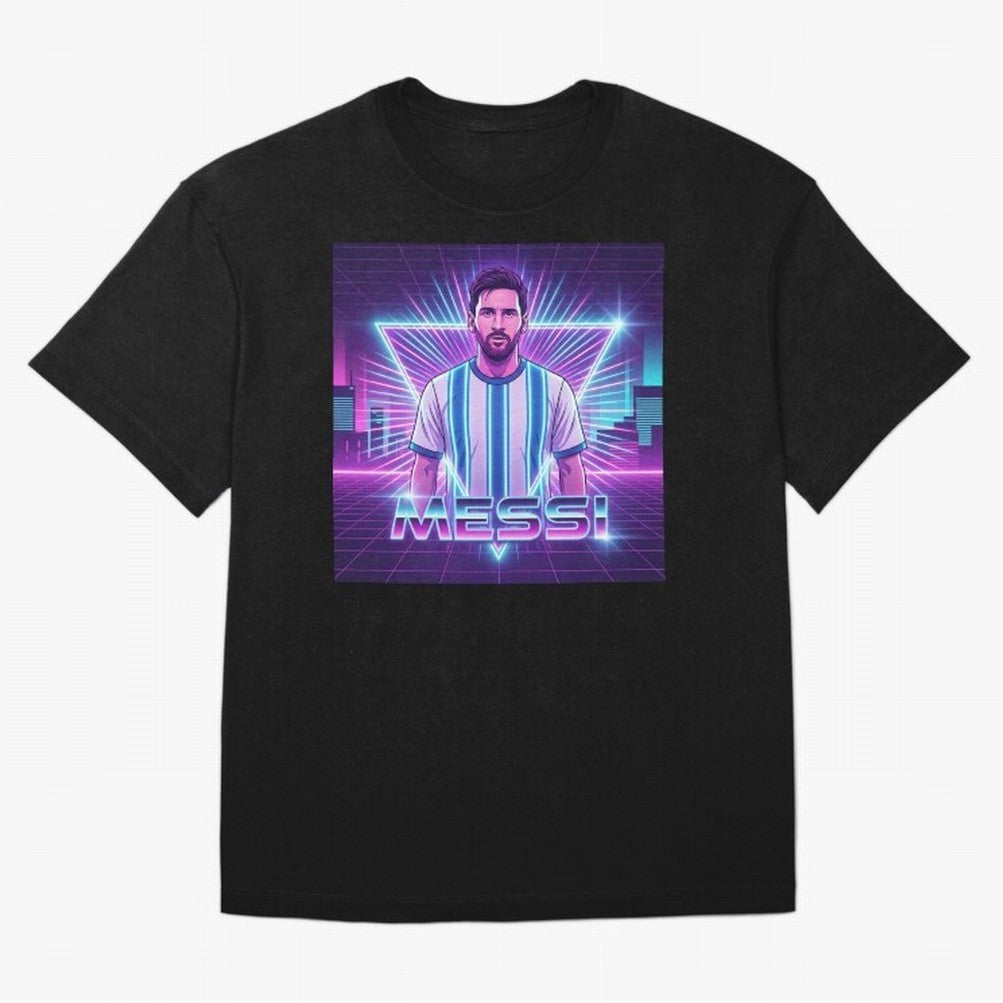 ?Argentina Football Legend Messi Cyberpunk Retro Futurist Design (Version 5) Classic T-Shirt Make the Season About FIFA World Cup 2026 for Fans of Messi and Cristiano Ronaldo and England, Bringing Global Supporter Spirit, Legendary Goals, National