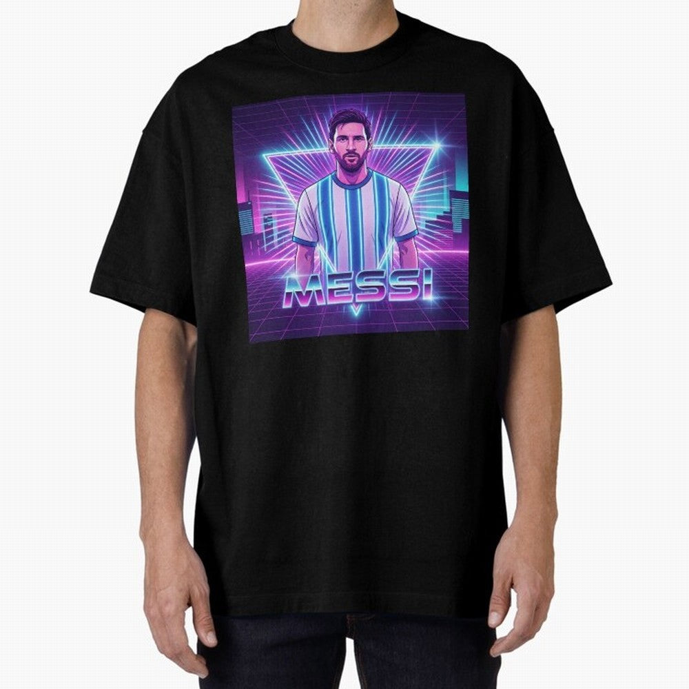 ?Argentina Football Legend Messi Cyberpunk Retro Futurist Design (Version 5) Classic T-Shirt Make the Season About FIFA World Cup 2026 for Fans of Messi and Cristiano Ronaldo and England, Bringing Global Supporter Spirit, Legendary Goals, National
