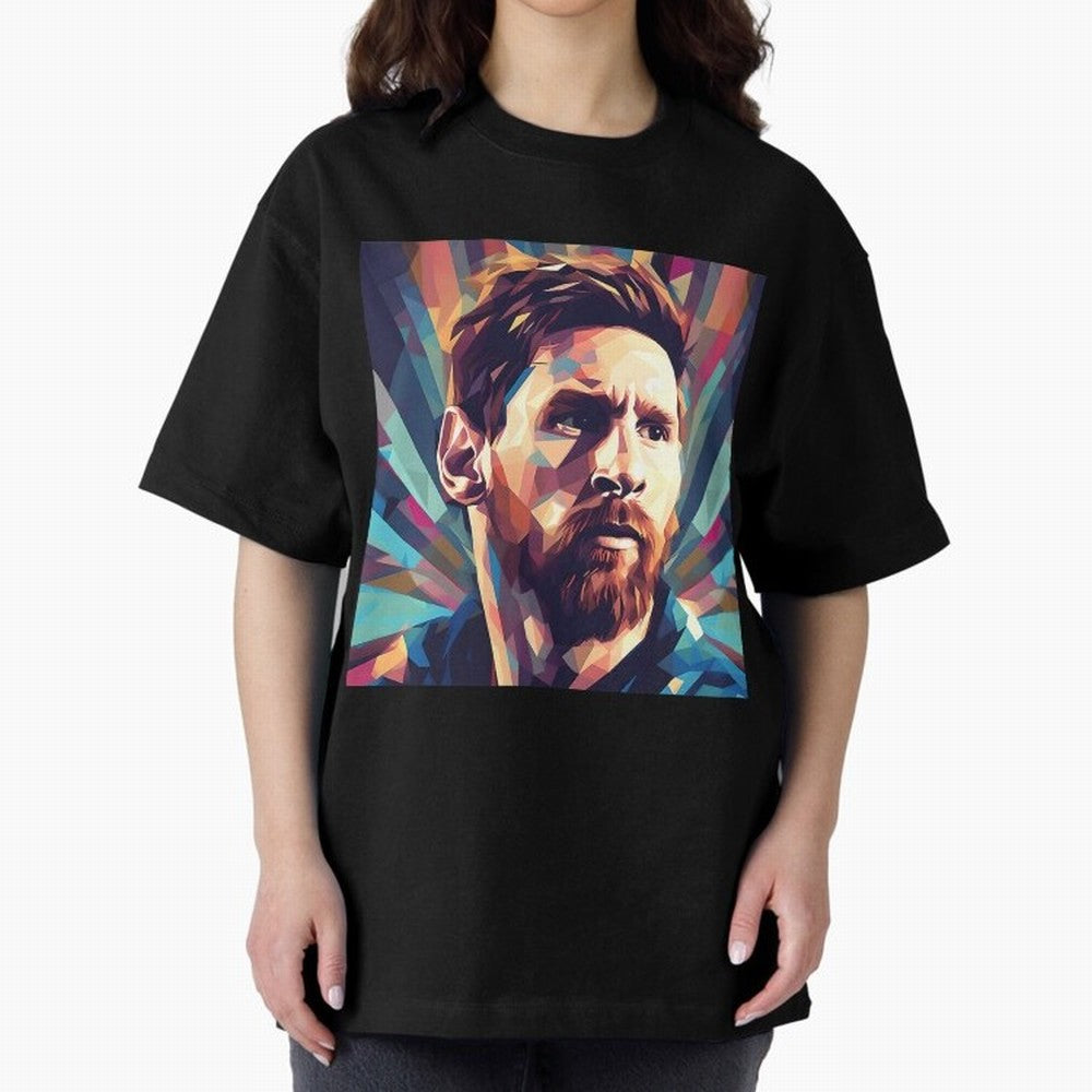 Lionel Messi Portrait Abstract Digital Art Football Player Classic T-Shirt Stand Out with Spirit from FIFA World Cup 2026 Group Stage for Fans of Messi, CR7 and Mbappe and England, Bringing Championship Spirit, Famous Goals, Roaring Crowds and
