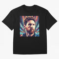Lionel Messi Portrait Abstract Digital Art Football Player Classic T-Shirt Stand Out with Spirit from FIFA World Cup 2026 Group Stage for Fans of Messi, CR7 and Mbappe and England, Bringing Championship Spirit, Famous Goals, Roaring Crowds and