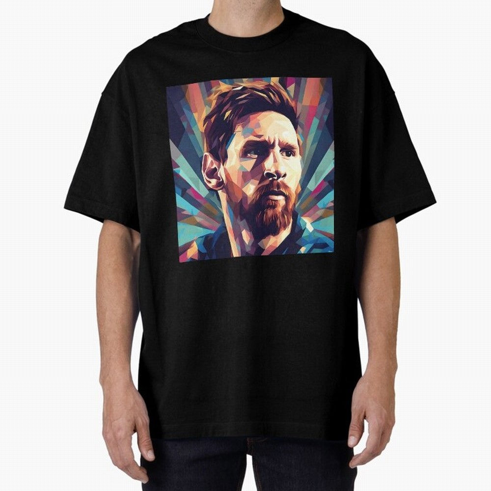 Lionel Messi Portrait Abstract Digital Art Football Player Classic T-Shirt Stand Out with Spirit from FIFA World Cup 2026 Group Stage for Fans of Messi, CR7 and Mbappe and England, Bringing Championship Spirit, Famous Goals, Roaring Crowds and