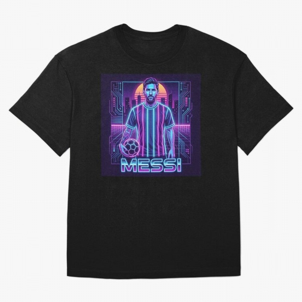 ?Argentina Football Legend Messi Cyberpunk Retro Futurist Design (Version 3) Classic T-Shirt Celebrate the Stars of the FIFA World Cup 2026 Group Stage Journey through Mbappe and Neymar Highlights, Argentina, France and Brazil Pride, Tournament