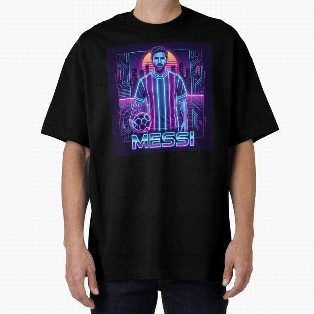 ?Argentina Football Legend Messi Cyberpunk Retro Futurist Design (Version 3) Classic T-Shirt Celebrate the Stars of the FIFA World Cup 2026 Group Stage Journey through Mbappe and Neymar Highlights, Argentina, France and Brazil Pride, Tournament