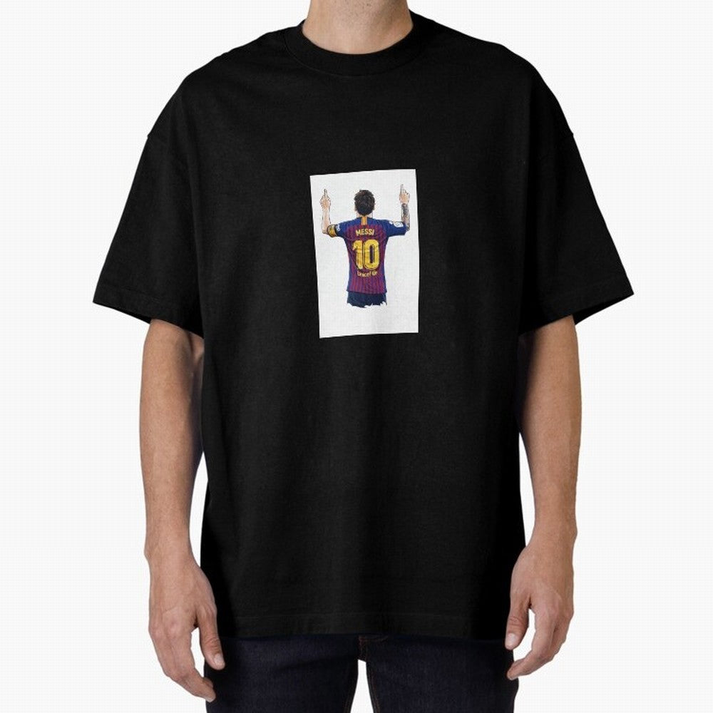 Lionel Messi Celebration Outline Barcelona FC Oversized T-Shirt Carry the Dream of the FIFA World Cup 2026 USA Canada Mexico Journey through Cristiano Ronaldo Highlights, Spain Pride, Stadium Chants, National Pride, Trophy Dreams and Unforgettable