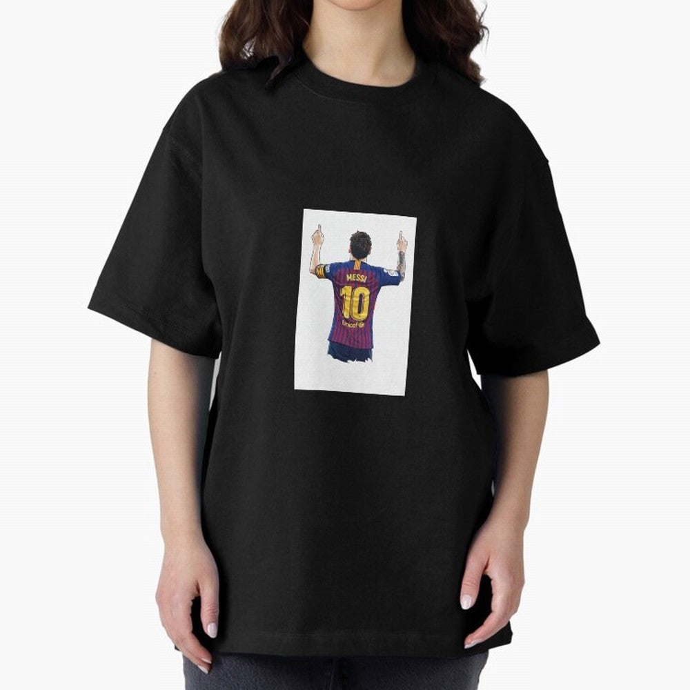 Lionel Messi Celebration Outline Barcelona FC Oversized T-Shirt Carry the Dream of the FIFA World Cup 2026 USA Canada Mexico Journey through Cristiano Ronaldo Highlights, Spain Pride, Stadium Chants, National Pride, Trophy Dreams and Unforgettable