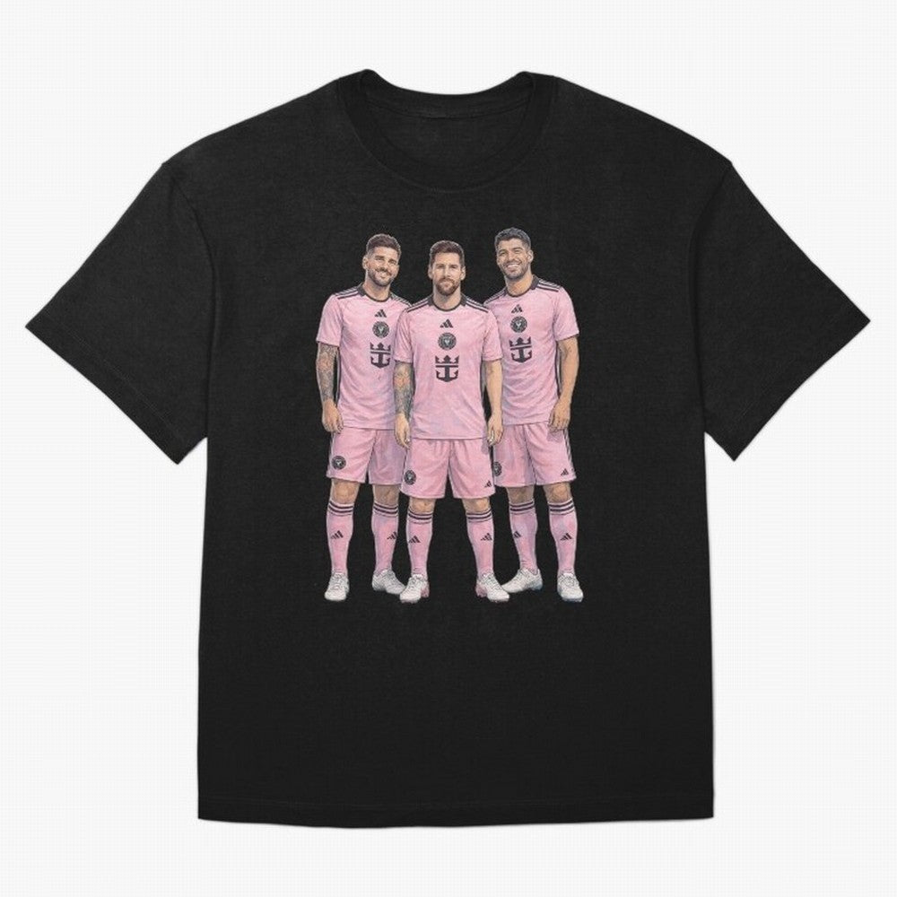 Messi, De Paul and Suarez Inter Miami artistic style ¨C MLS Soccer Oversized T-Shirt Follow the Final Road of Global Football Passion for FIFA World Cup 2026 Group Stage, Featuring Cristiano Ronaldo, Haaland and CR7, Spain, Supporter Pride, Iconic