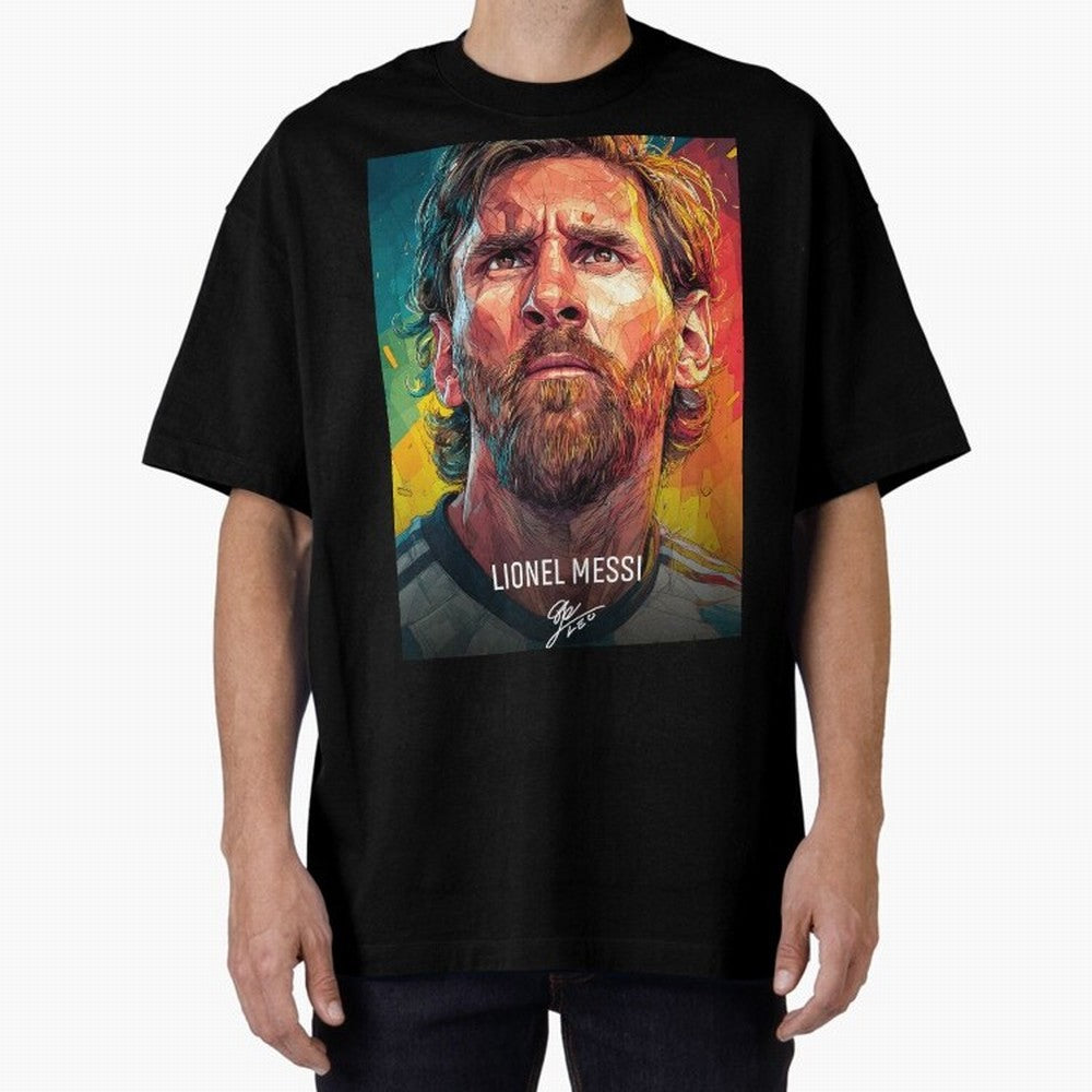 Lionel Messi Football Soccer Player Colorful Modern Portrait Classic T-Shirt Show Championship Spirit for Global Football Passion for FIFA World Cup 2026, Highlighting CR7, Germany, Football History, Final Match Energy, Crowd Noise and Once in a