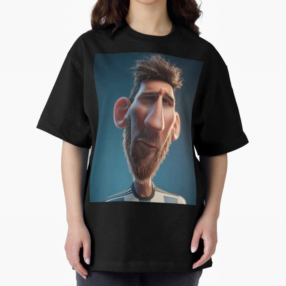 Lionel Messi Funny Soccer Cartoon Football Star Oversized T-Shirt Live the Energy of the FIFA World Cup 2026 USA Canada Mexico Journey through Messi, Neymar and Mbappe Highlights, England, France and Netherlands Pride, Supporter Pride, Iconic