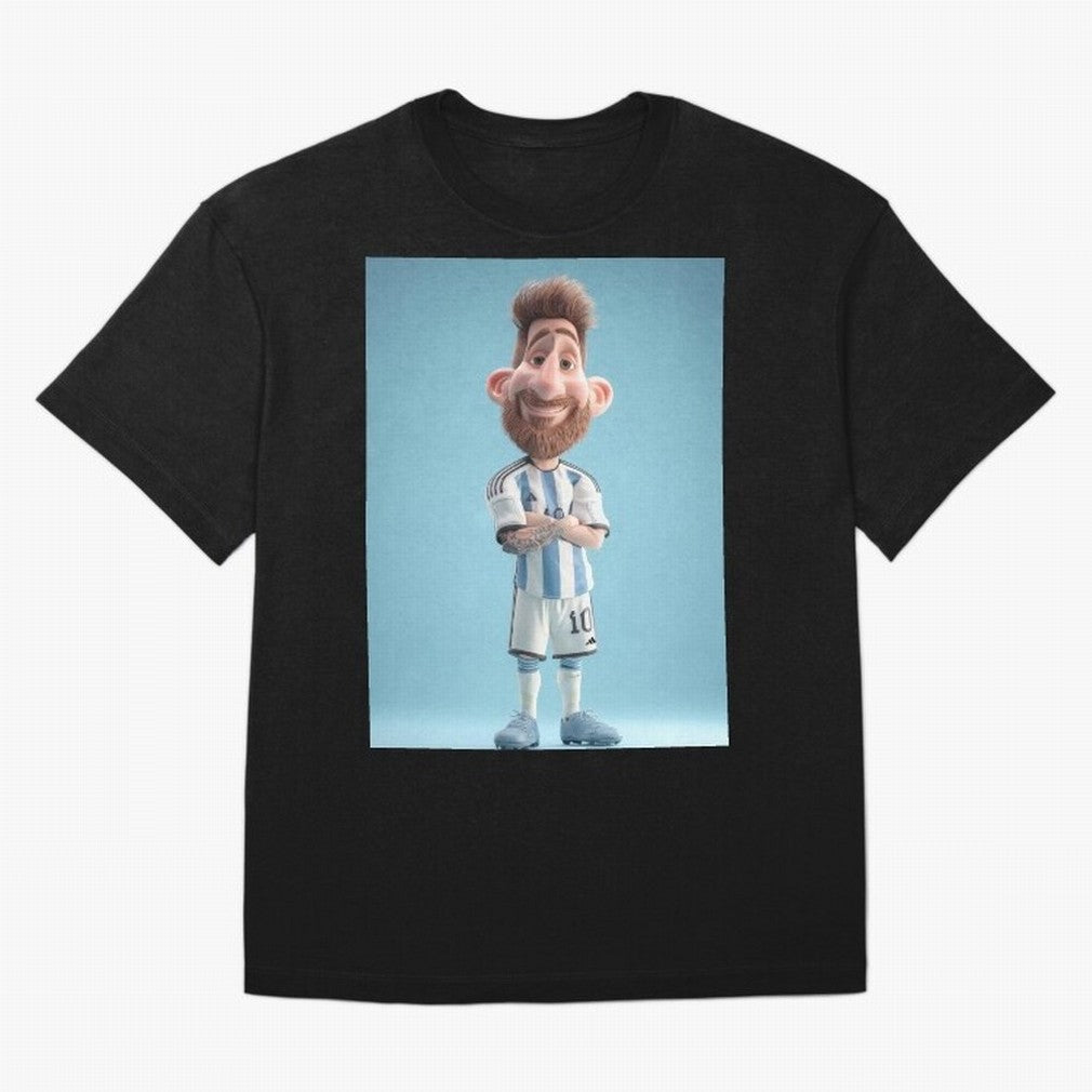 Lionel Messi Soccer Caricature Cartoon Football Legend Classic T-Shirt Stand with FIFA World Cup 2026 USA Canada Mexico Featuring Messi, Neymar and Mbappe, Netherlands Energy, Championship Spirit, Famous Goals, Roaring Crowds and International
