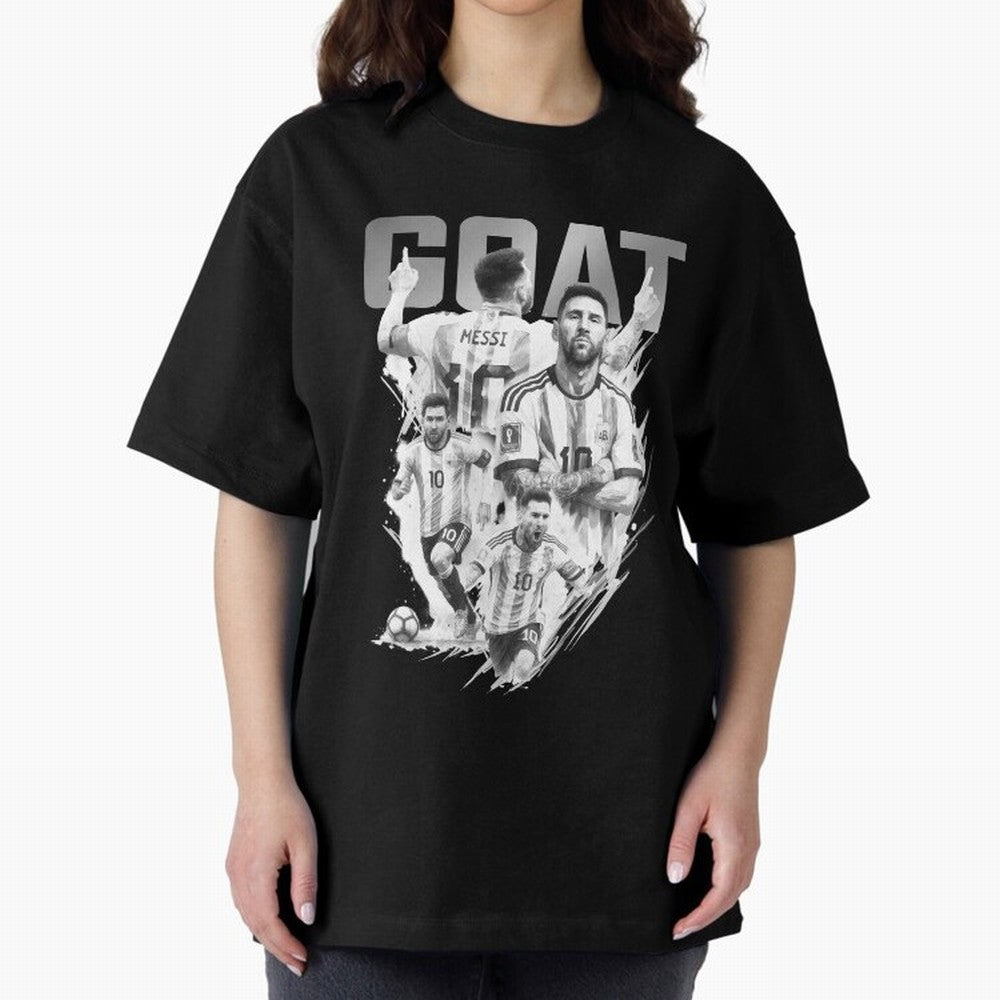 BLACK WHITE GOAT Lionel Messi watercolor illustration Classic T-Shirt Celebrate the Magic of the FIFA World Cup 2026 Journey through Messi and Cristiano Ronaldo Highlights, Brazil Pride, Goal Celebration Energy, Supporter Heritage, Football Icons