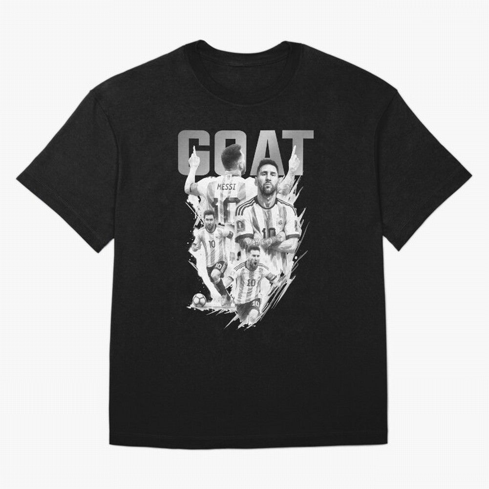 BLACK WHITE GOAT Lionel Messi watercolor illustration Classic T-Shirt Celebrate the Magic of the FIFA World Cup 2026 Journey through Messi and Cristiano Ronaldo Highlights, Brazil Pride, Goal Celebration Energy, Supporter Heritage, Football Icons