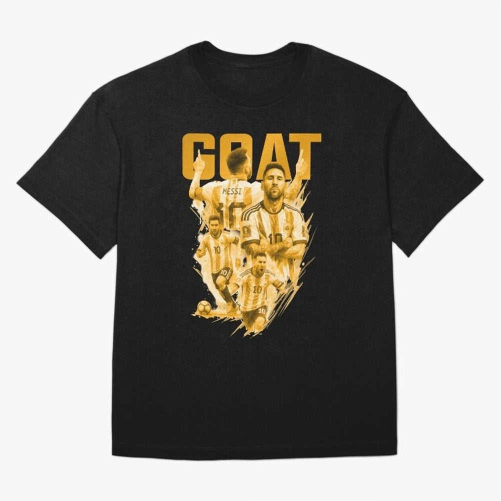 GOLD GOAT Lionel Messi watercolor illustration Oversized T-Shirt Show Support during Match Day Hype around FIFA World Cup 2026 USA Canada Mexico, Haaland, Argentina and Brazil, Worldwide Fan Energy, Dramatic Goals, Stadium Lights and Championship