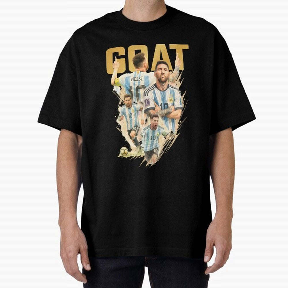 GOAT Lionel Messi watercolor illustration Oversized T-Shirt Celebrate Fan Favorites in FIFA World Cup 2026 for Fans of CR7 and Messi and Germany, Bringing Goal Celebration Energy, Supporter Heritage, Football Icons and Worldwide Tournament Joy;