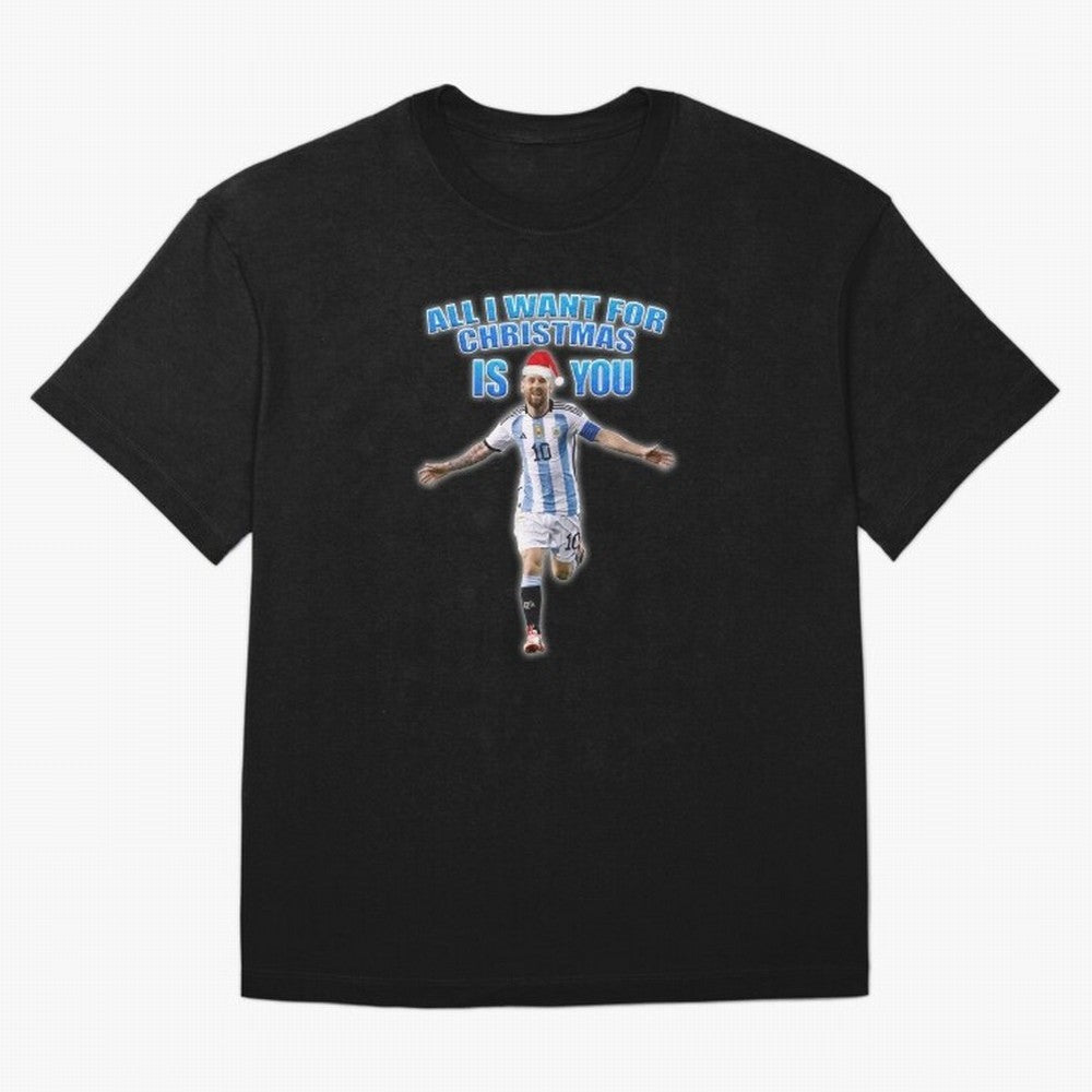 Lionel Messi Christmas Santa Claus Football Gift Oversized T-Shirt Capture Stadium Memories from Match Day Hype around FIFA World Cup 2026, Neymar, Haaland and Cristiano Ronaldo, Netherlands, Global Supporter Spirit, Legendary Goals, National