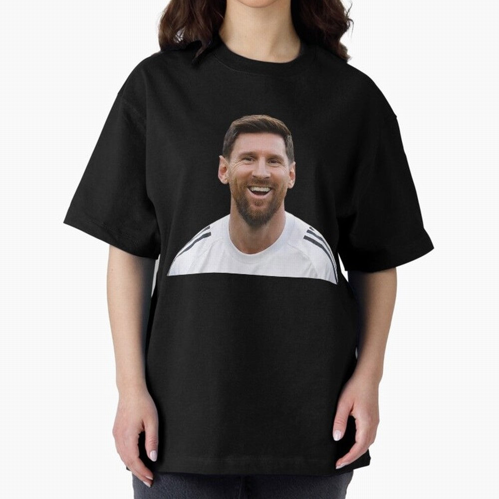 Lionel Messi smiling Oversized T-Shirt Bring Home FIFA World Cup 2026 USA Canada Mexico Driven by Haaland and Mbappe, Netherlands Energy, Sports Nostalgia, International Competition, Famous Players and Unforgettable Victories; Ideal for Passionate
