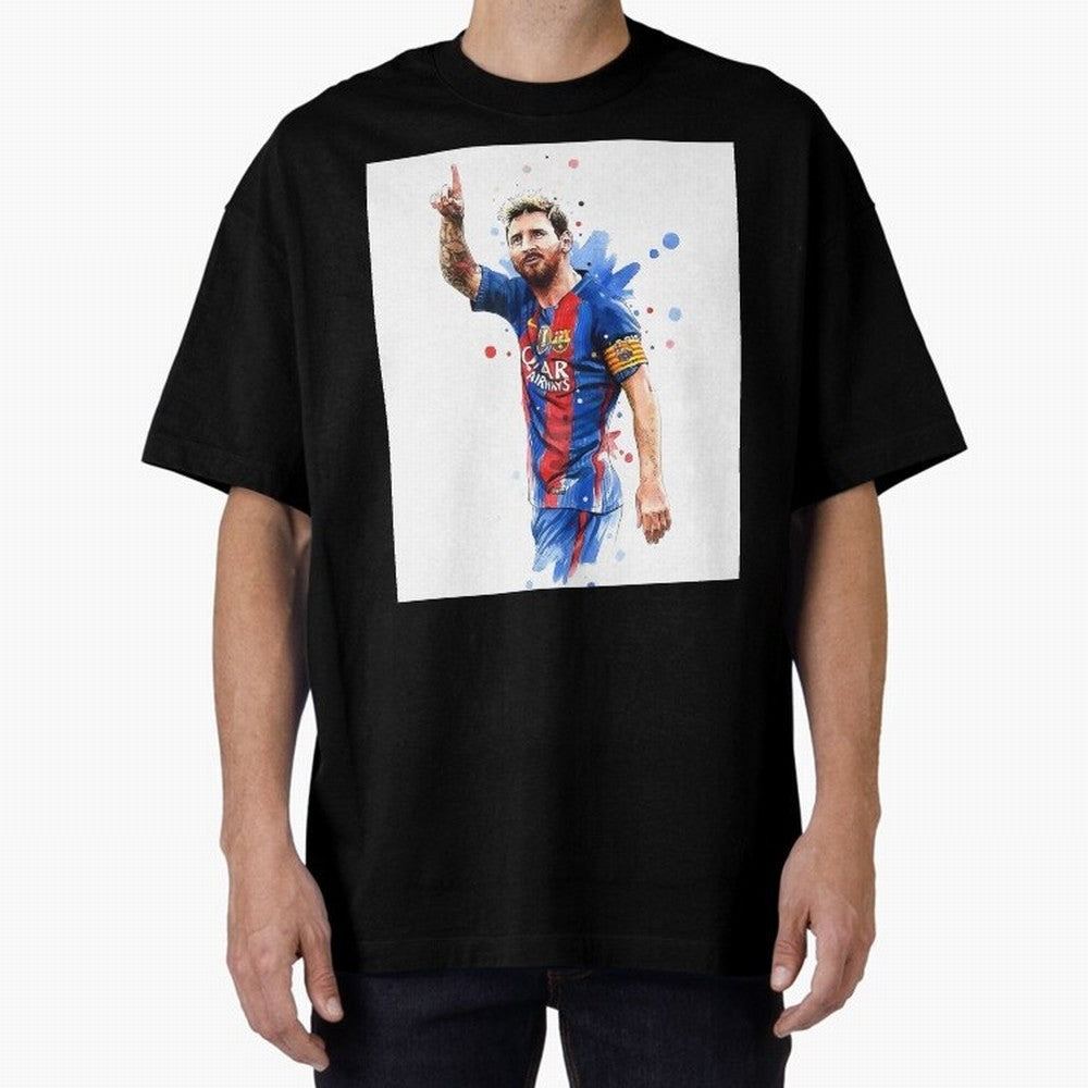 Lionel Messi Barcelona football legend Oversized T-Shirt Support FIFA World Cup 2026 USA Canada Mexico for Fans of Messi, Neymar and Mbappe and France and Portugal, Bringing Sports Nostalgia, International Competition, Famous Players and