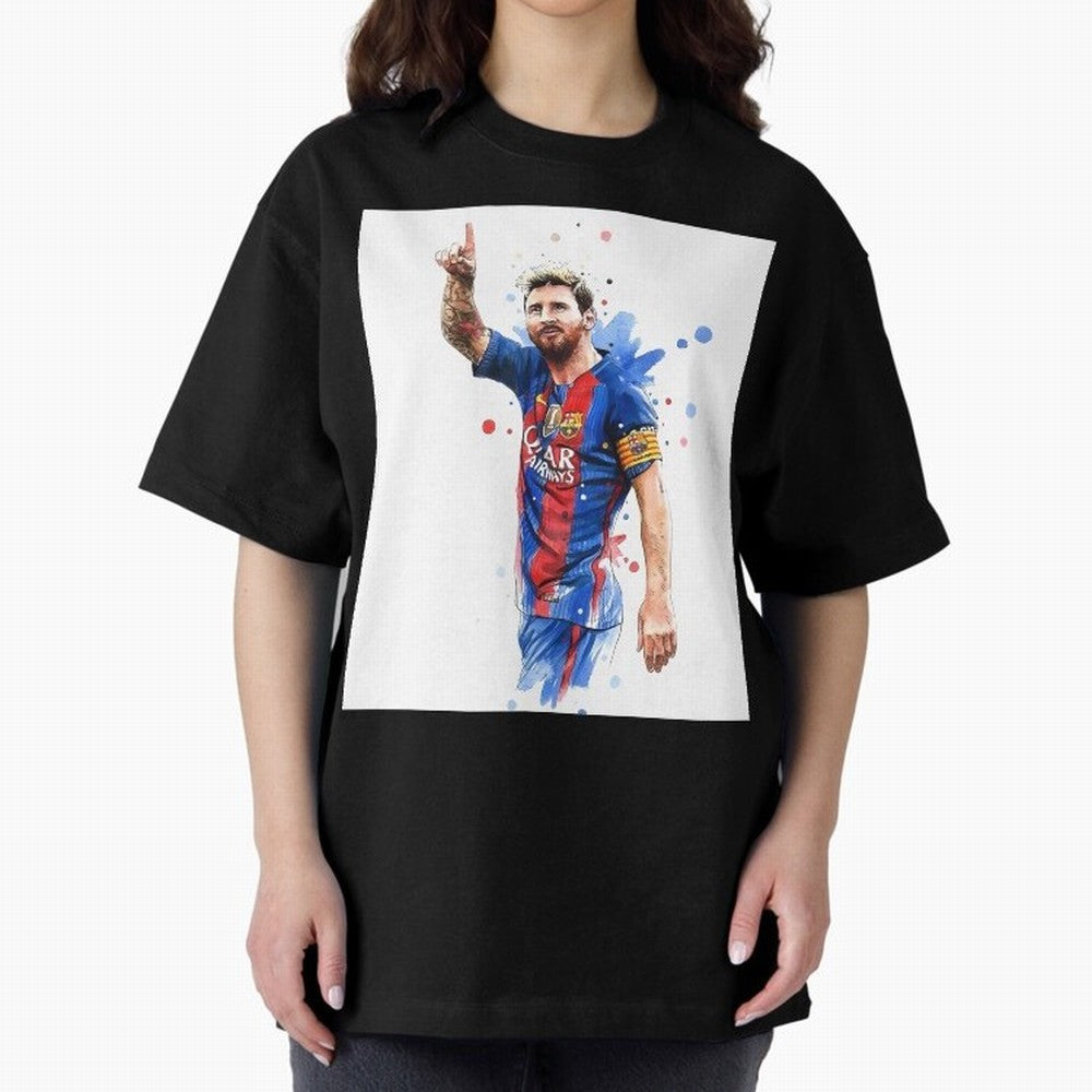 Lionel Messi Barcelona football legend Oversized T-Shirt Support FIFA World Cup 2026 USA Canada Mexico for Fans of Messi, Neymar and Mbappe and France and Portugal, Bringing Sports Nostalgia, International Competition, Famous Players and
