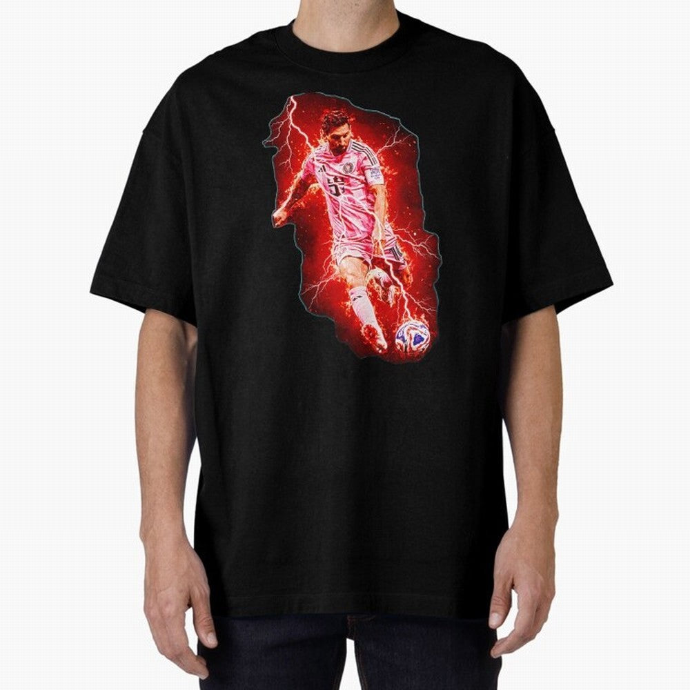 Messi The Goat (HD) High Definition Design | Exclusive Fanart Oversized T-Shirt Create the FIFA World Cup 2026 USA Canada Mexico Journey through Messi, CR7 and Mbappe Highlights, Argentina, France and Brazil Pride, Match Day Excitement, Supporter
