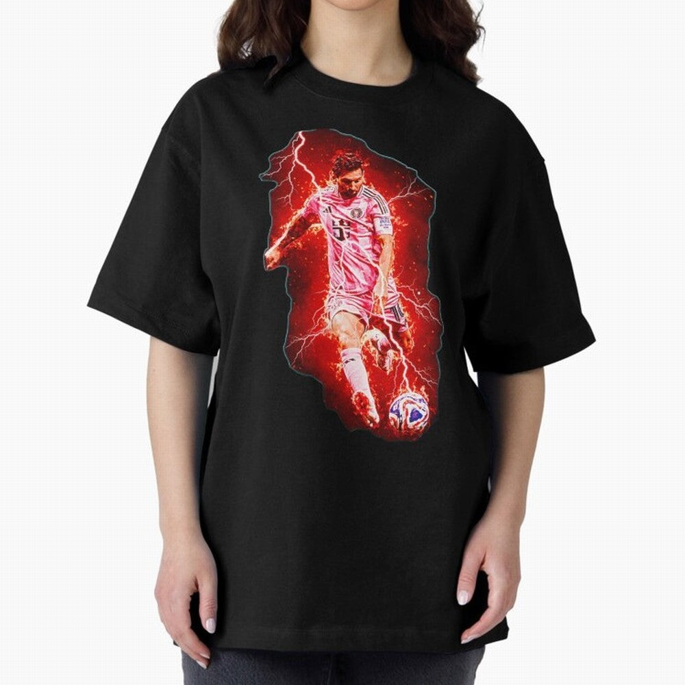 Messi The Goat (HD) High Definition Design | Exclusive Fanart Oversized T-Shirt Create the FIFA World Cup 2026 USA Canada Mexico Journey through Messi, CR7 and Mbappe Highlights, Argentina, France and Brazil Pride, Match Day Excitement, Supporter