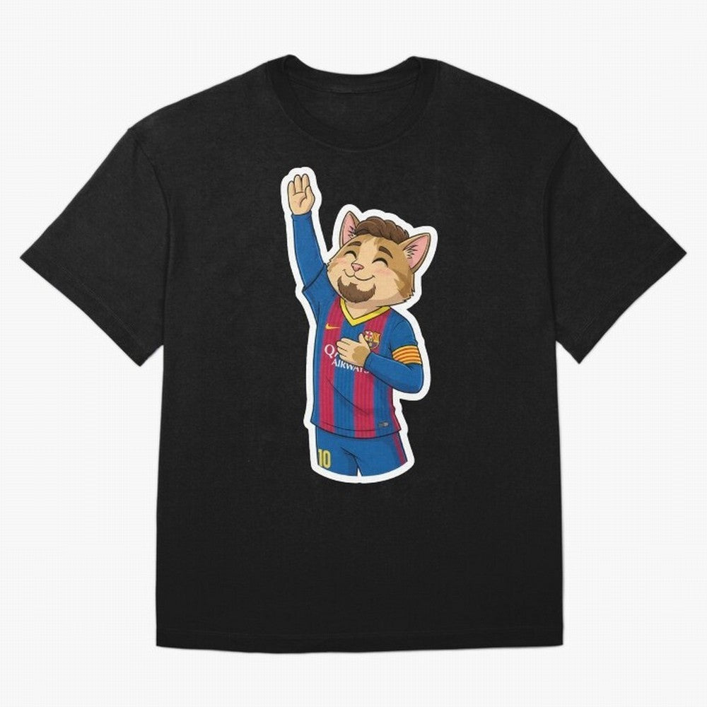 Fcb - Fc Barcelona | Cute Cat Messi with Jersey Barcelona Oversized T-Shirt Celebrate Football Dreams Across the FIFA World Cup 2026 USA Canada Mexico Journey through Mbappe and Neymar Highlights, England and Germany Pride, Football Passion,