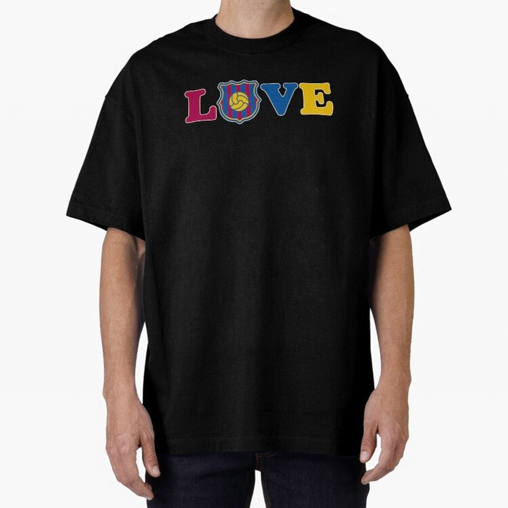 Love Barcelona Oversized T-Shirt Show Match Day Excitement for FIFA World Cup 2026 Featuring Messi, CR7 and Mbappe, Netherlands Energy, Tournament Hype, Historic Matchups, Family Viewing Parties and Global Sports Pride; Ideal for Fans Who Follow