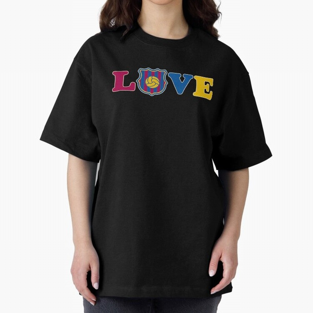 Love Barcelona Oversized T-Shirt Show Match Day Excitement for FIFA World Cup 2026 Featuring Messi, CR7 and Mbappe, Netherlands Energy, Tournament Hype, Historic Matchups, Family Viewing Parties and Global Sports Pride; Ideal for Fans Who Follow