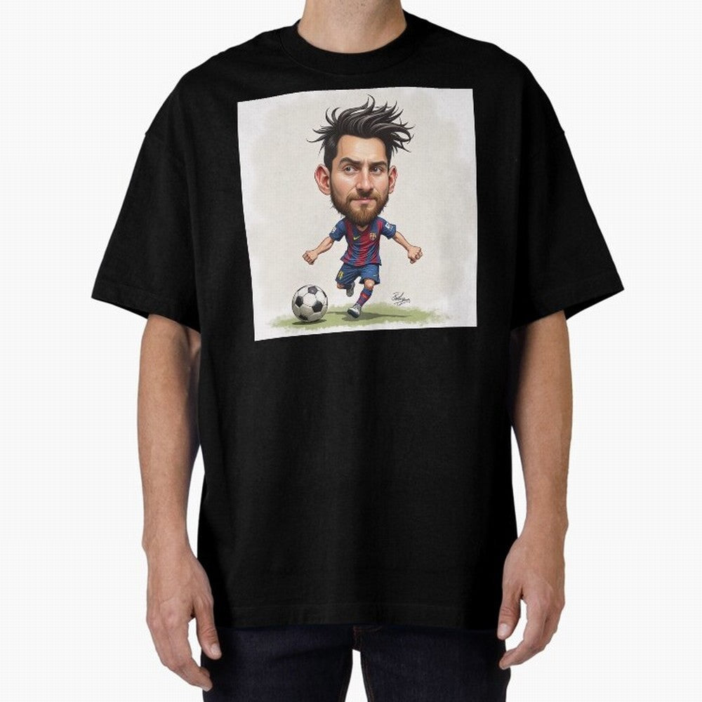 The Little Magician ¨C Caricature of Lionel Messi Oversized T-Shirt Carry the Colors and Pride of FIFA World Cup 2026 Group Stage Inspired by Cristiano Ronaldo, Haaland and CR7, England and Germany Energy, Football History, Final Match Energy,