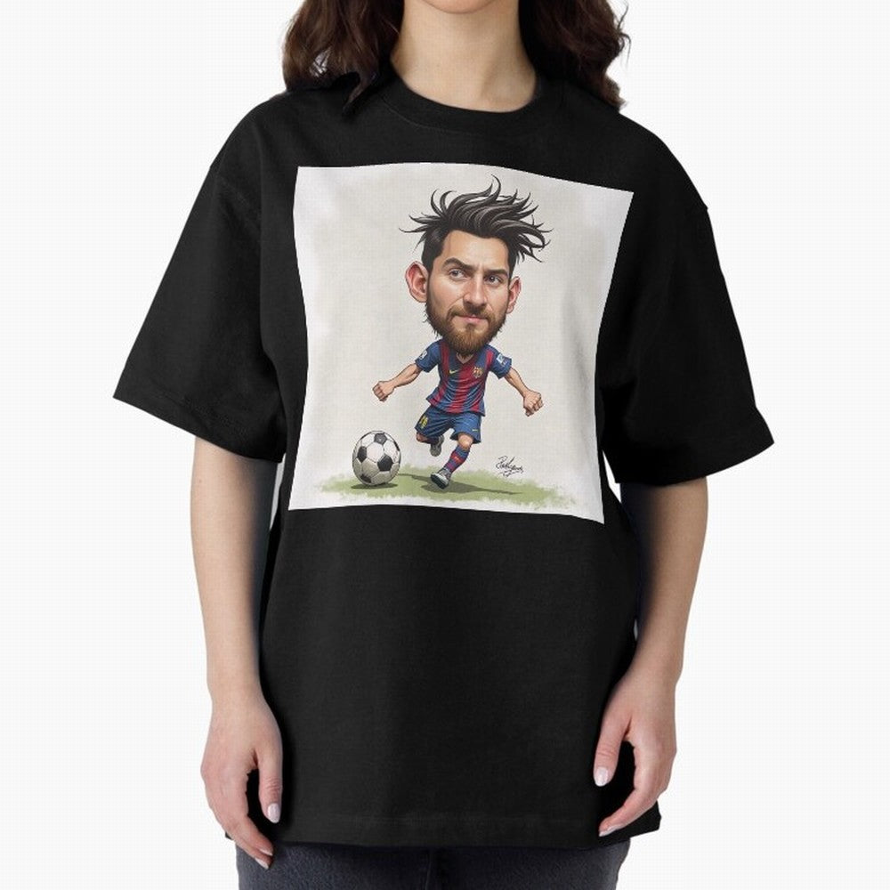 The Little Magician ¨C Caricature of Lionel Messi Oversized T-Shirt Carry the Colors and Pride of FIFA World Cup 2026 Group Stage Inspired by Cristiano Ronaldo, Haaland and CR7, England and Germany Energy, Football History, Final Match Energy,