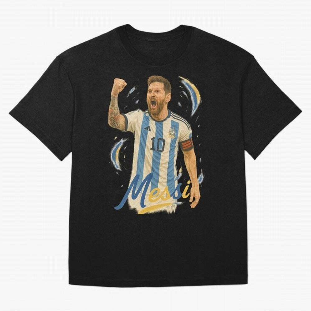 Lionel Messi Argentina Art ¨C Iconic World Cup Champion Tribute Design	 Oversized T-Shirt Celebrate the Stars of FIFA World Cup 2026 USA Canada Mexico Spirit, Centered on Portugal, Spain and Germany, Messi, Football History, Final Match Energy,