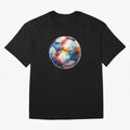 Football Soccer Ball Watercolor Illustration Drawing (Black BG) Oversized T-Shirt Relive Global Football Passion for FIFA World Cup 2026 Group Stage, Made for Neymar, Haaland and Cristiano Ronaldo, England and Germany, Game Day Rituals, Football